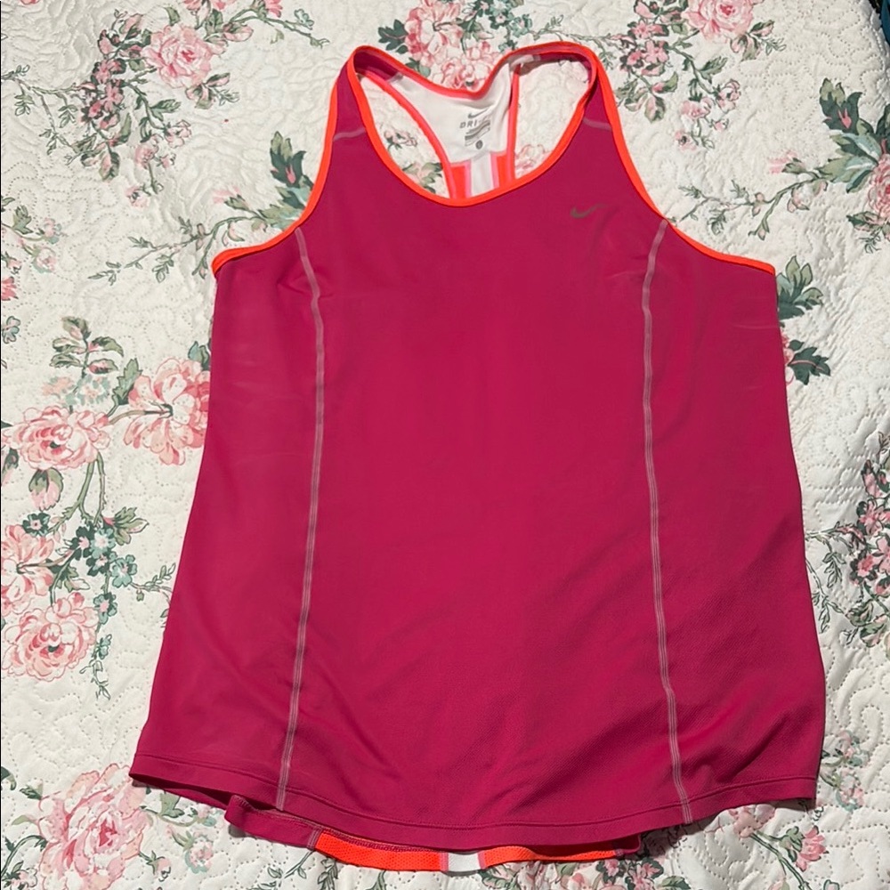 Nike Pink Tank Top with Racerback and Orange Accents